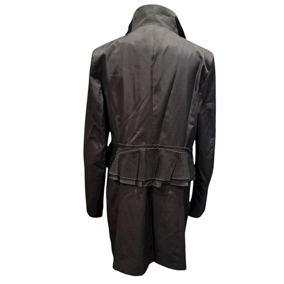 Tahari Black Ruffle Midsection Coat - Picture 3 of 12